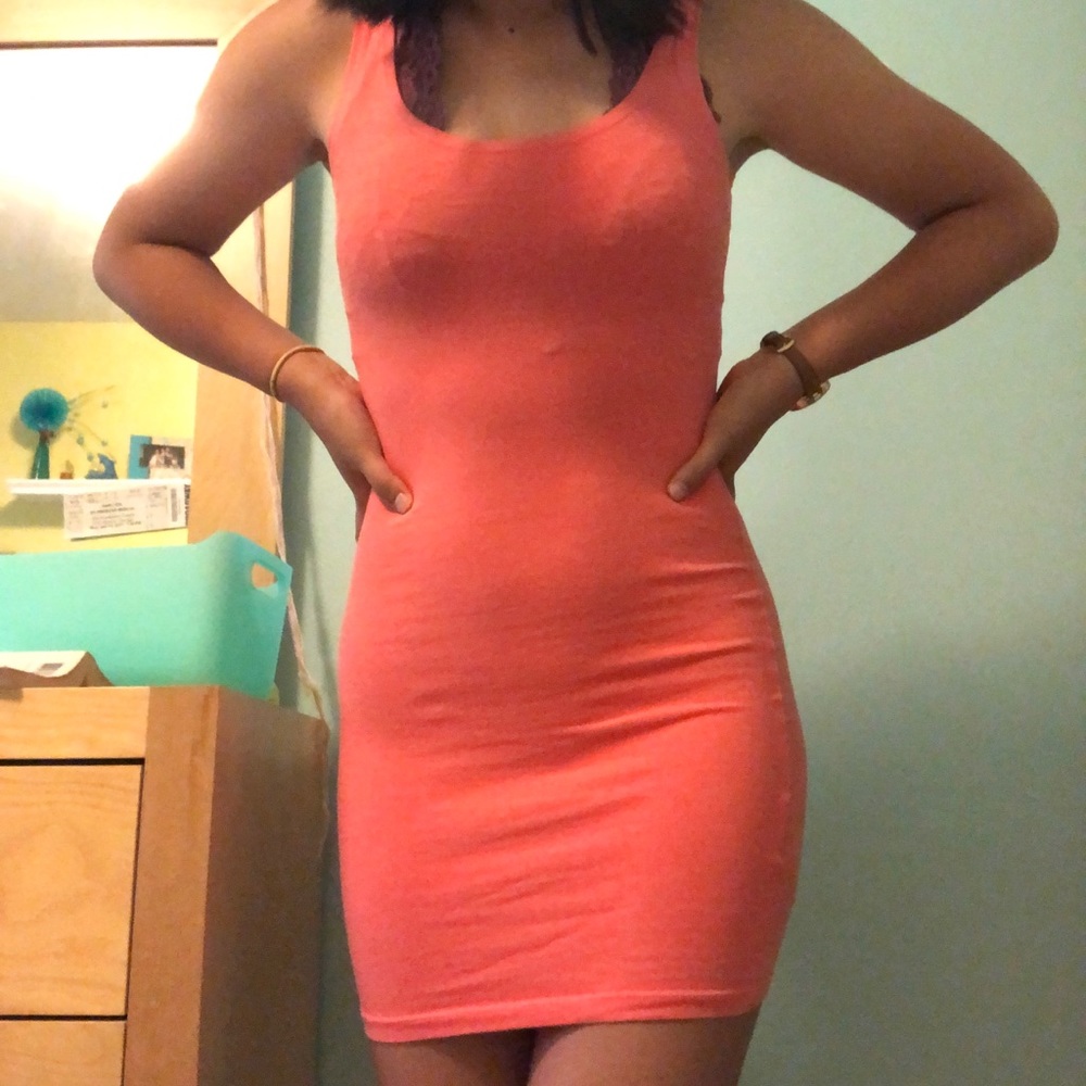 bodycon tank style coral dress